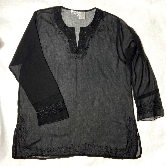 Sand N Sun Swim Suit Cover Up. Sheer Black Material. X-Large. Never Worn. - Picture 4 of 8